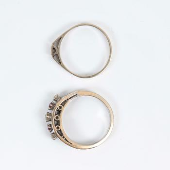 RINGAR, 2 st, 18k guld med diamanter och rubiner. Vikt 6 gram.