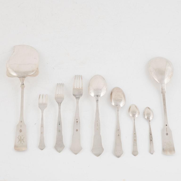 Cutlery set, silver, Denmark (35+2 pieces).