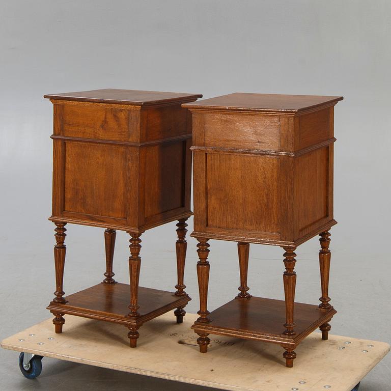 A pair of oak bedside tables first half of the 20th century.