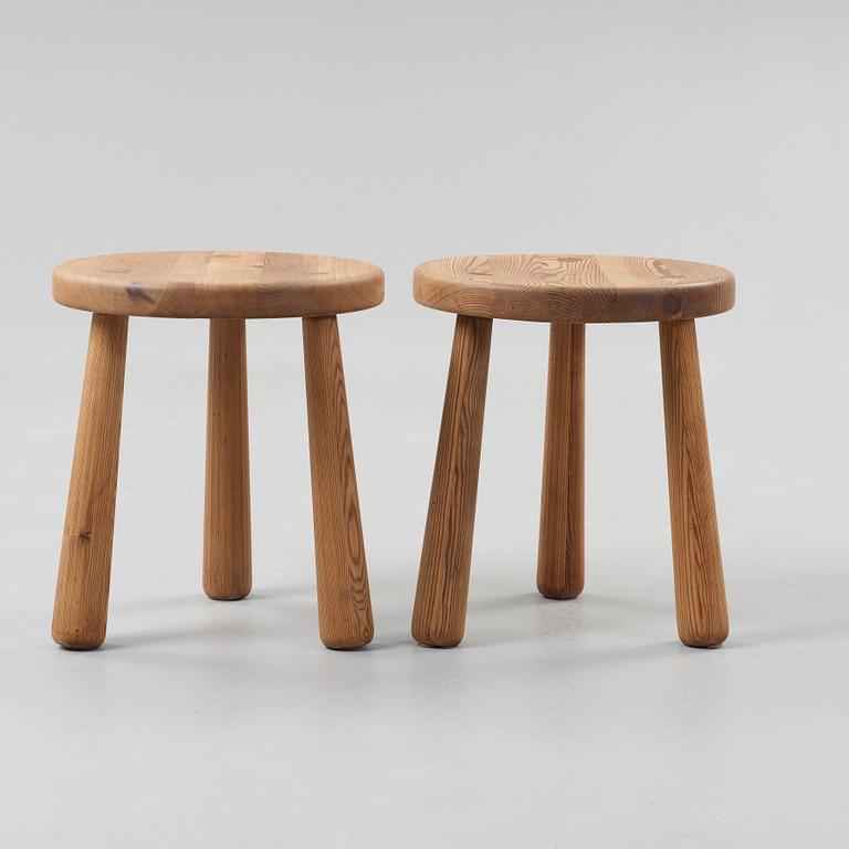 A pair of Axel Einar Hjorth 'Utö' pine stools, Nordiska Kompaniet, 1930's.