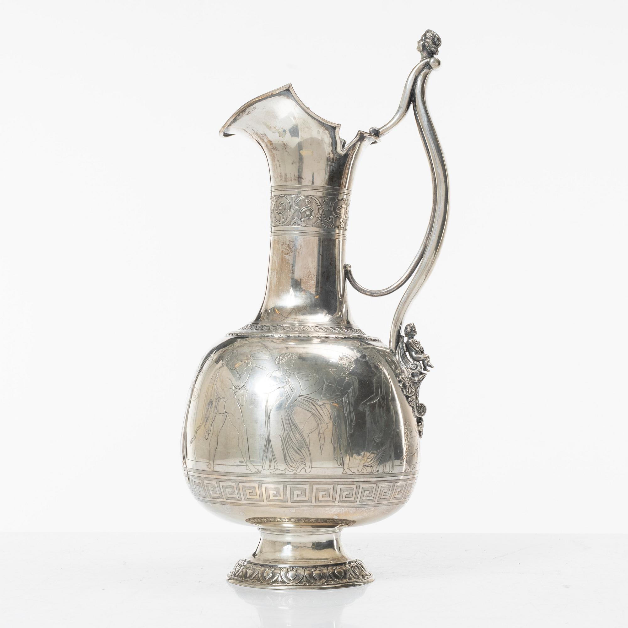 Emil Ferdinand Dahl, vinkanna, silver, Köpenhamn, Danmark, 1865.