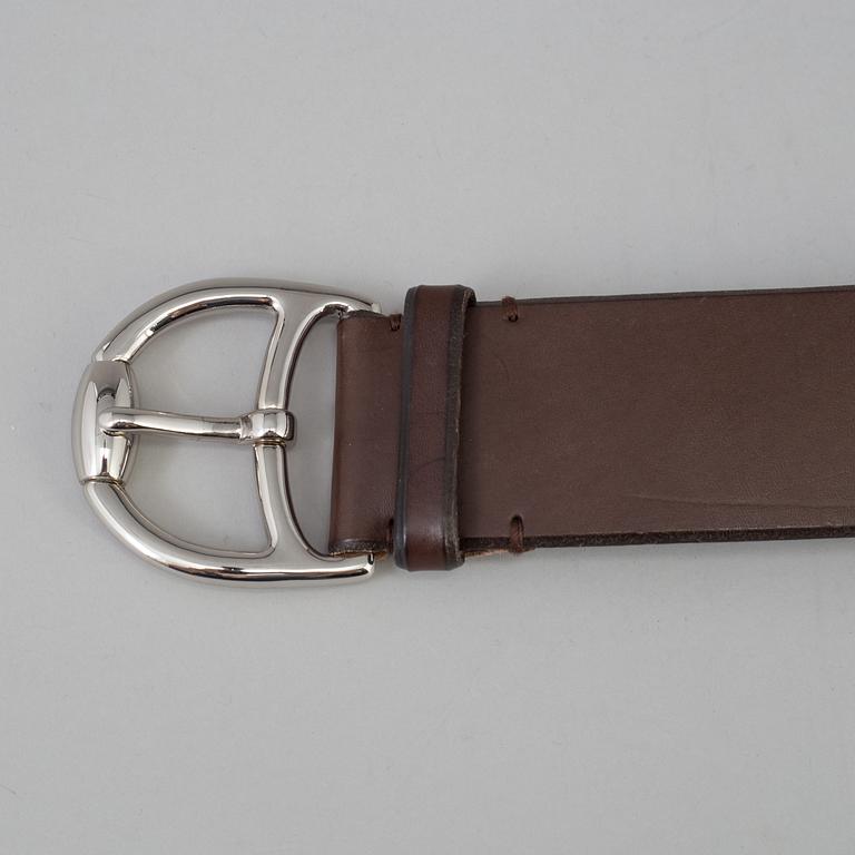 Two leather belts by Ralph Lauren.