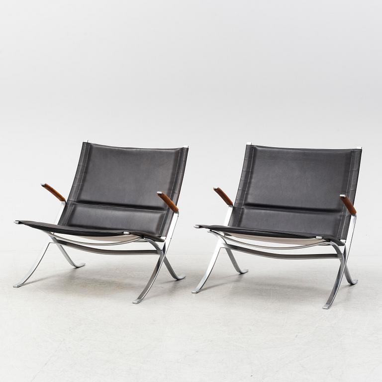 A pair of  'X-chairs' by Preben Fabricius & Jørgen Kastholm, designed 1968.