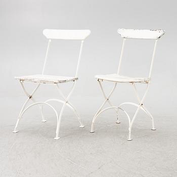 A set of seven garden chairs and two tables Byarums bruk, later part of the 20th century.