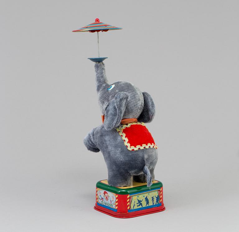 BATTERIDRIVEN LEKSAK, Battery Operated Circus Elephant, Nomura Toys, Japan, 1950-tal.