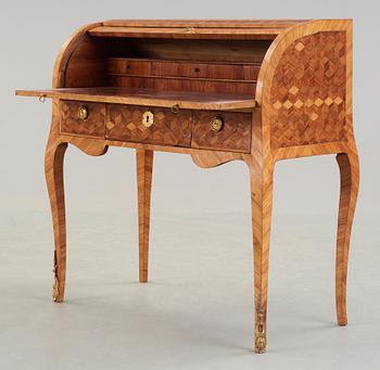 A Swedish Rococo 18th century secretaire attributed to N. Korp, master 1763.