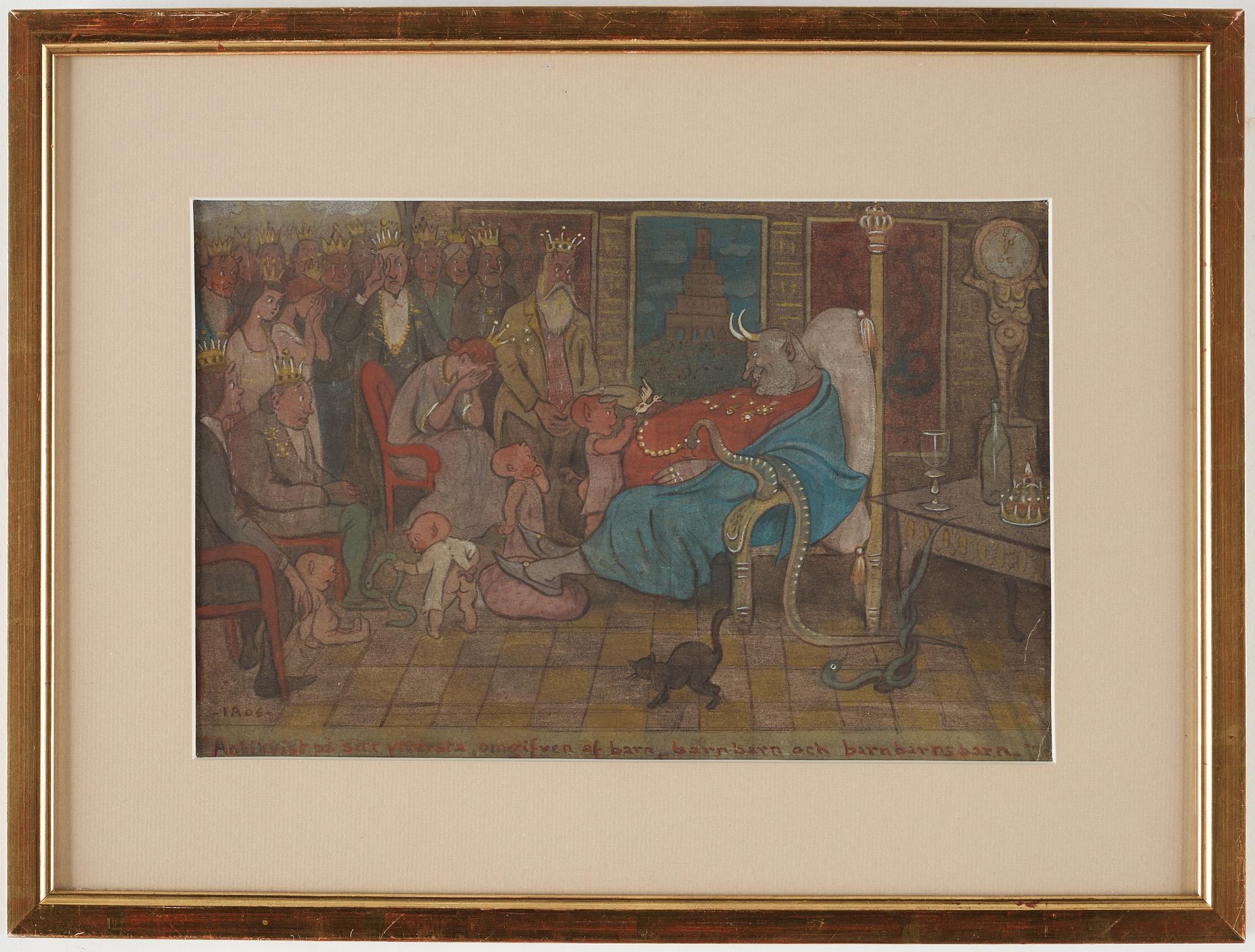 Ivar Arosenius, ”Antichrist at Death’s Door, Surrounded by Children, Grandchildren and Great Grandchildren”.