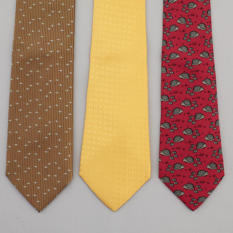HERMÈS, slipsar, 3 st.