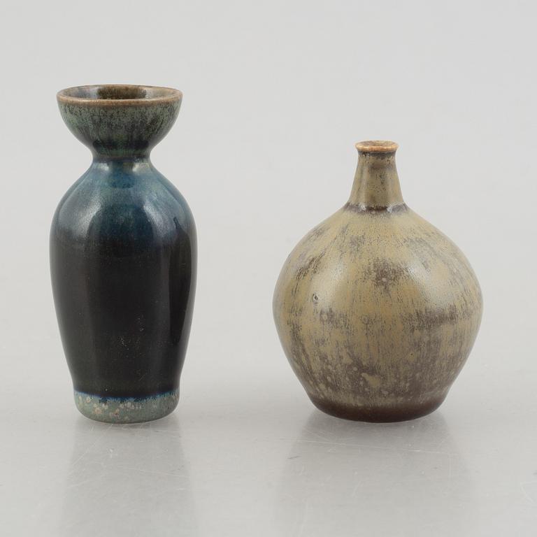 Ten stoneware miniatures, mostly from Höganäs, Sweden.
