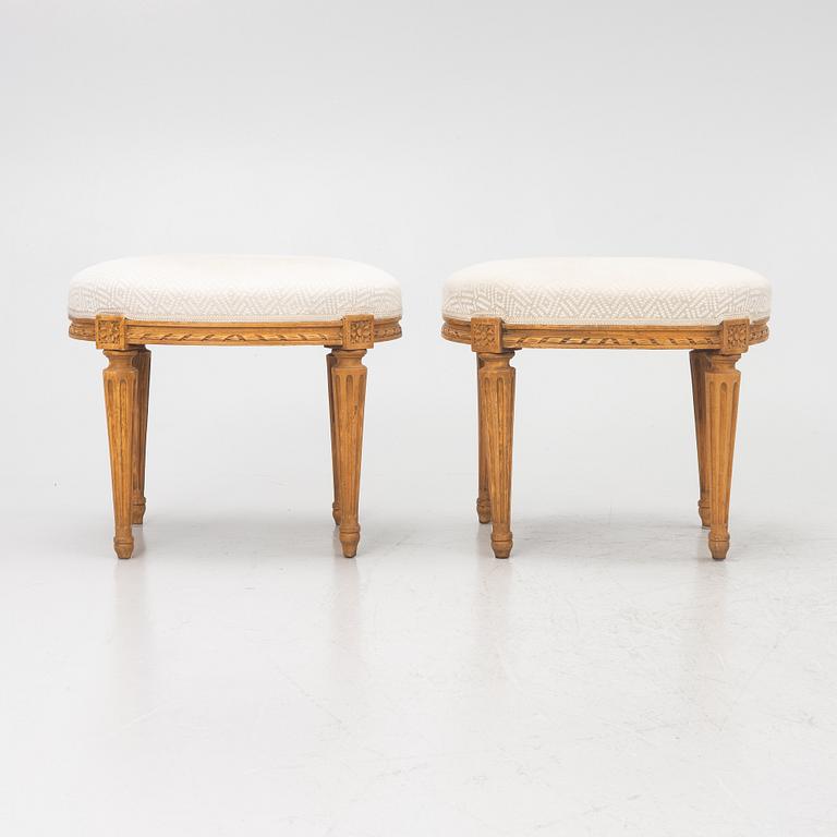 A pair of Louis XVI-style stools, late 19th century.
