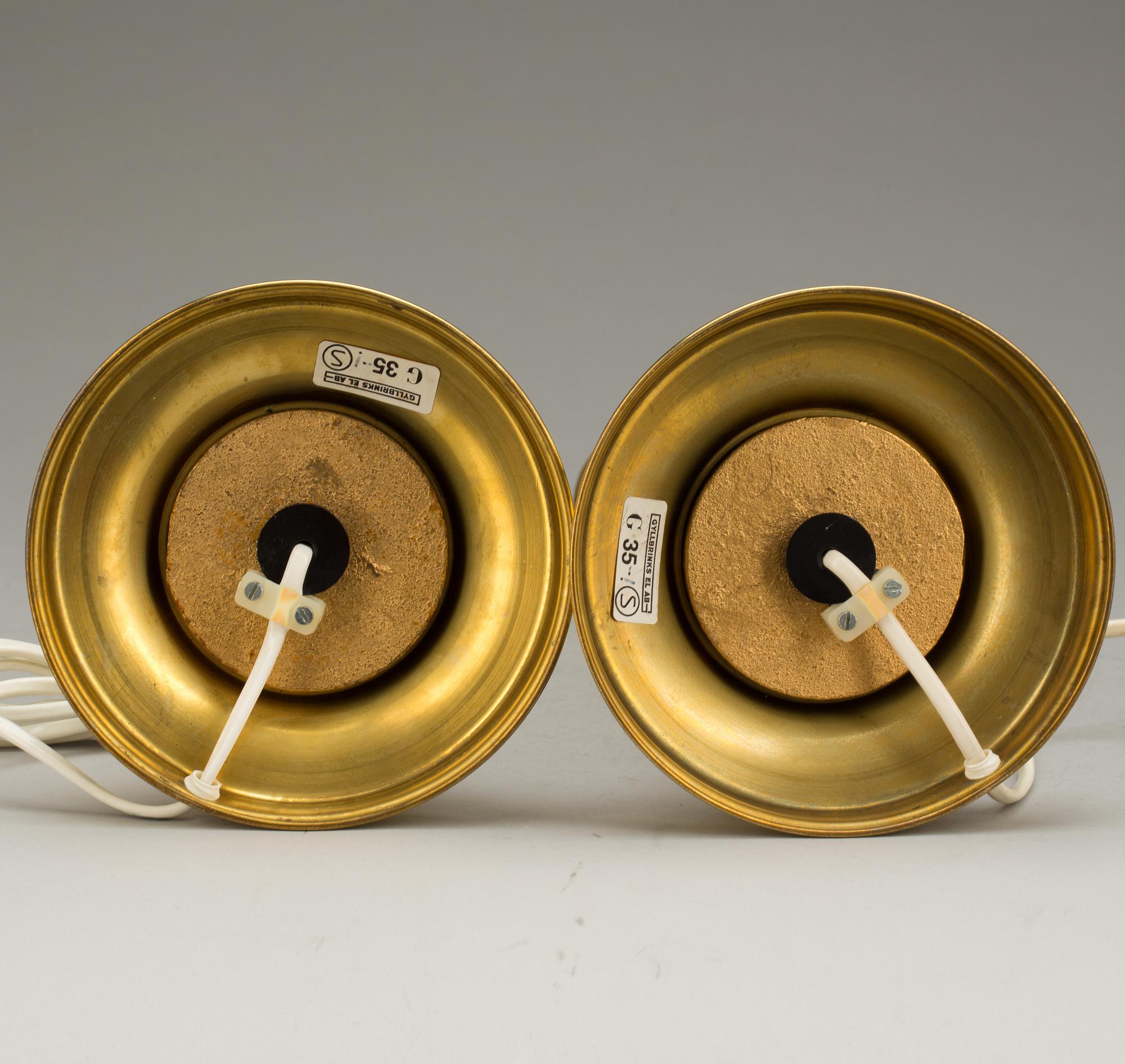 BORDSLAMPOR, ett par. Gyllbrinks el. 1960-tal.