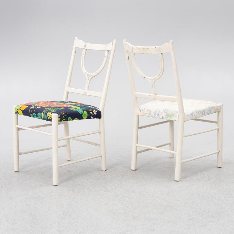 Josef Frank, a set of eight dining chairs, model B2238, Svenskt Tenn. second half of the 20th century.