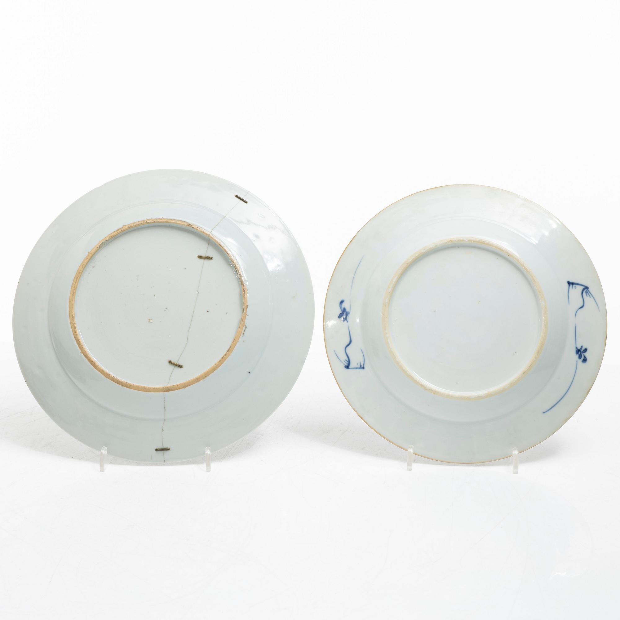 Eleven blue and white porcelain plates, China, Qing dynasty 18th century.