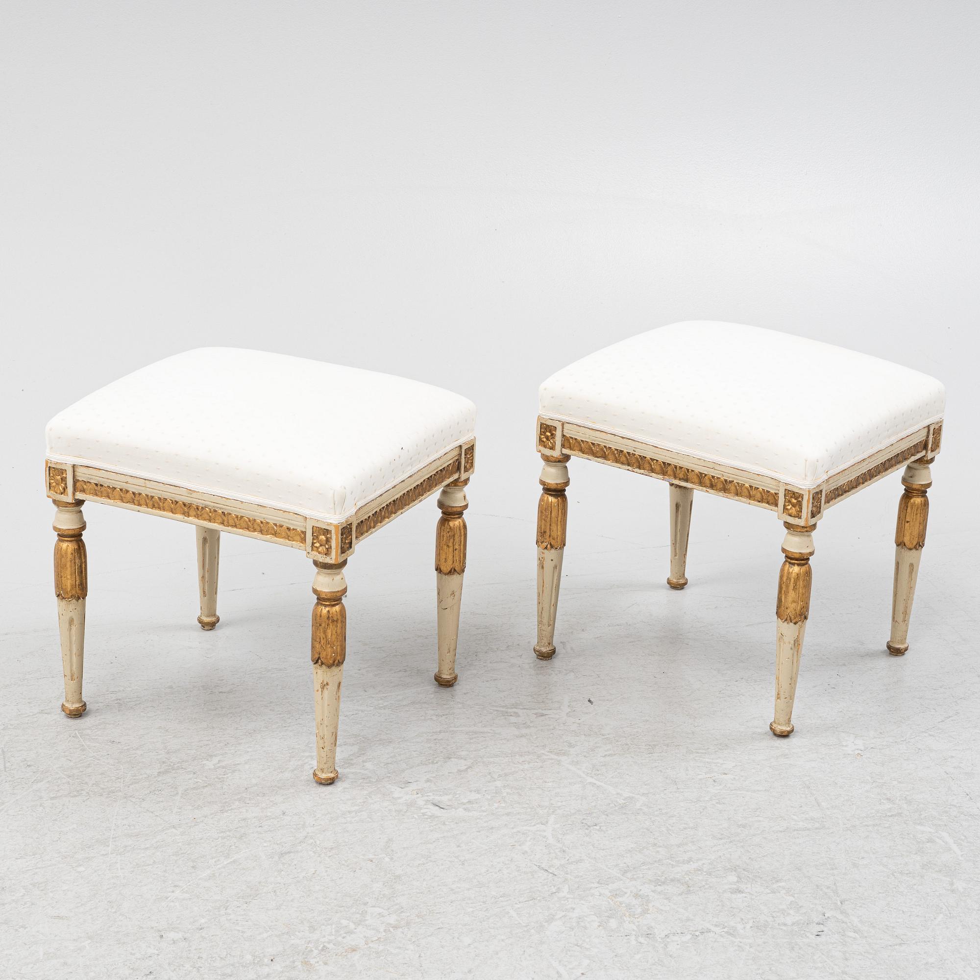 Taburetter, ett par, Gustaviansk stil, 1800-talets andra hälft.