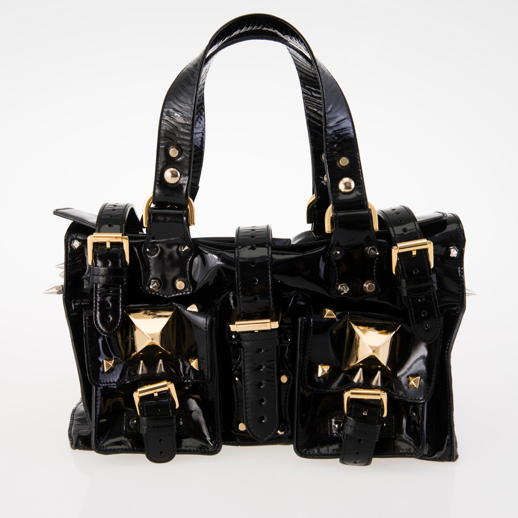 MULBERRY Black Patent Leather Roxanne for GILES Bag.