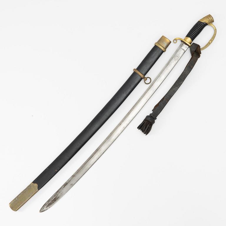 A Russian sabre, 1881 pattern, with scabbard.