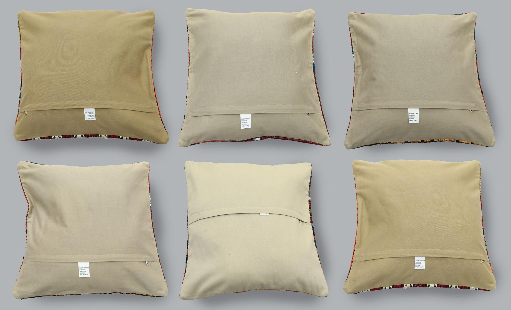 A set of six Kilim cushion covers, approx. 50 x 50 cm.