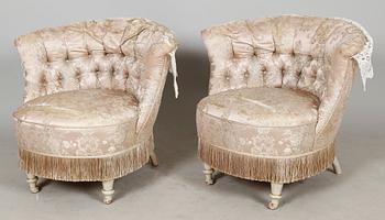 FÅTÖLJER, 1 par, sent 1800-tal.