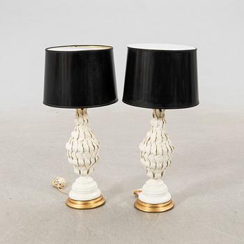 Table lamps, a pair, probably Bondia Spain, late 20th century.