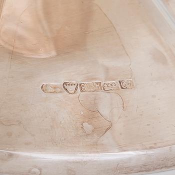 A silver sugar bowl, cream jug and footed serving bowl, and six coasters, Turku and Hämeenlinna 1934-56.