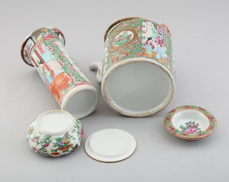 TEKANNA, LOCKDOSA SAMT VAS, porslin, Kina, Kanton, 1800-tal.