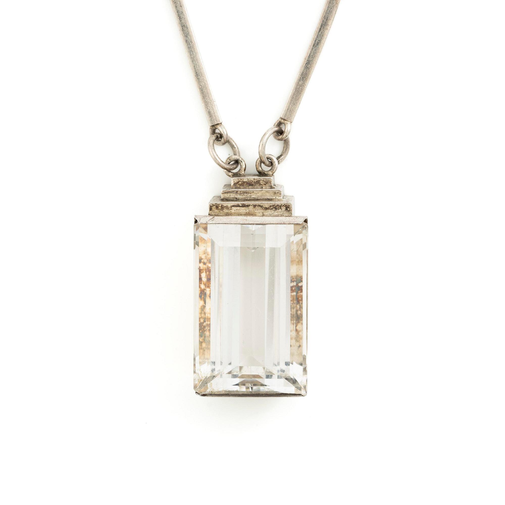 Wiwen Nilsson, a pendant, sterling silver with faceted rock crystal, Lund 1943.