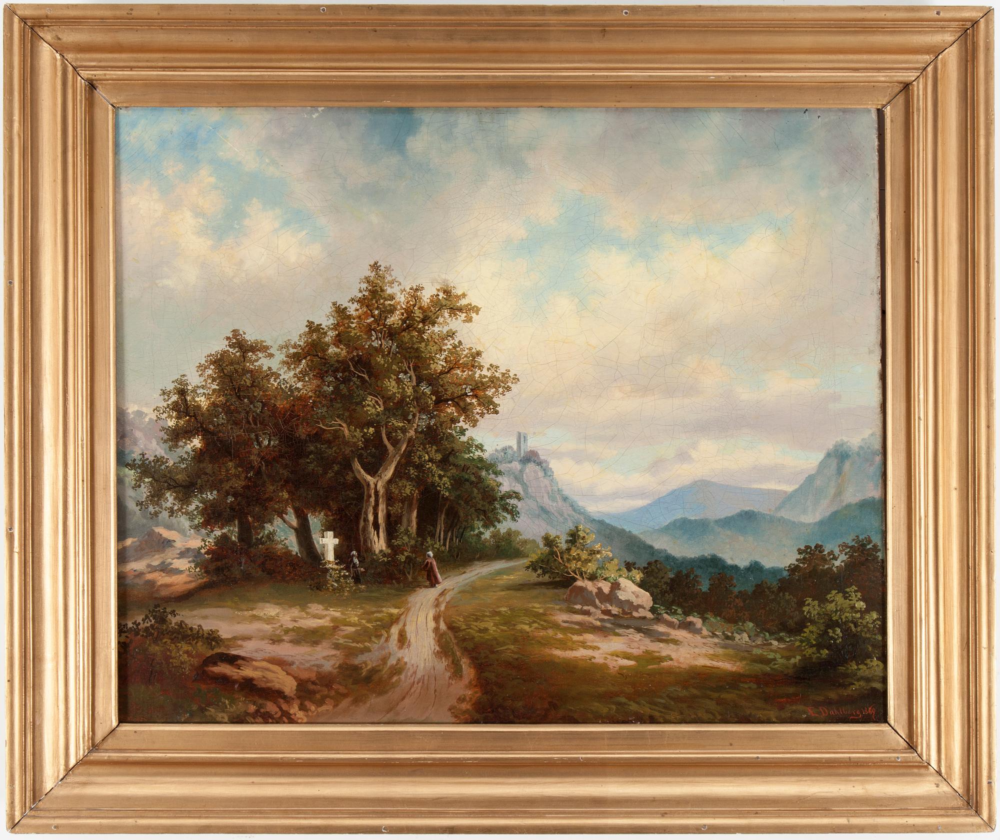 OKÄND KONSTNÄR 1800-TAL , olja på duk, sign E. Dahlberg och daterad -69.