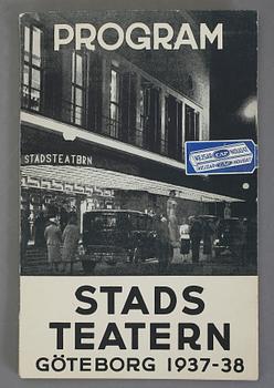 GÖSTA EKMAN DÄ, programbladsfoto med namnteckning, Göteborgs stadsteater 1937-38.