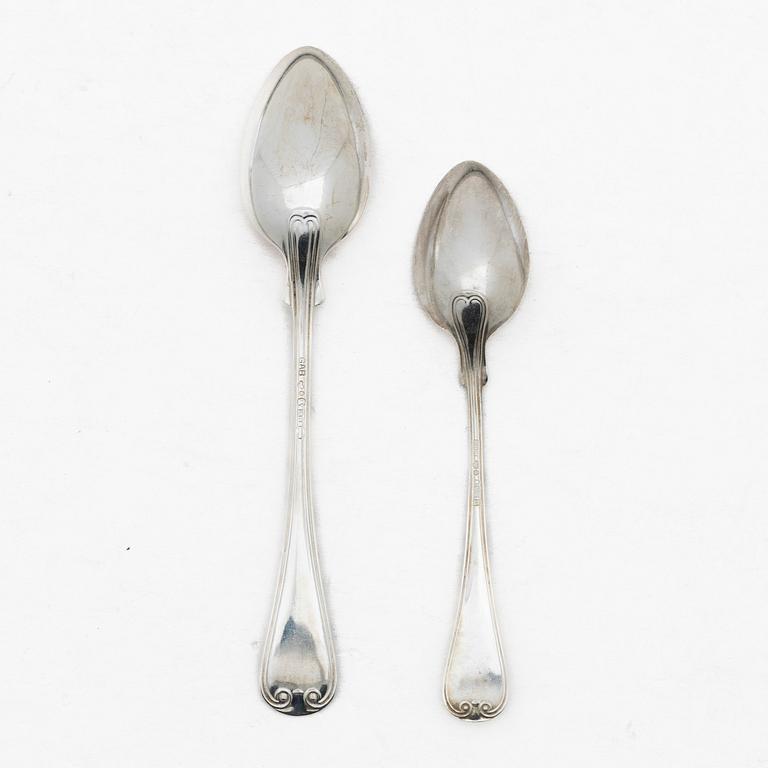 27 silver spoons, model old French, CG Hallberg and GAB, Stockholm, 1924-65.