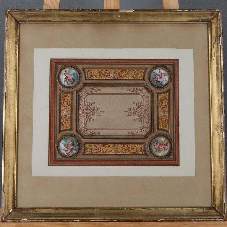 TAKMÅLNING, skiss, akvarell.