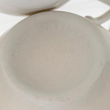 Eight coffee cups with saucers, Friedl Holzer-Kjellberg, Arabia late 1950s, and 7 side plates.