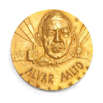 Medalj, Alvar Aalto Finlandia, 18K guld. Design Eila Hiltunen. Kultateollisuus, Åbo 1974. Numrerad 3.