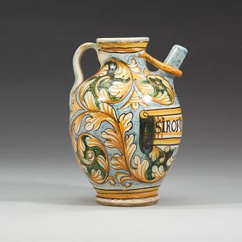 An Italian Castelli maiolica syrup-jar, 17th Century.