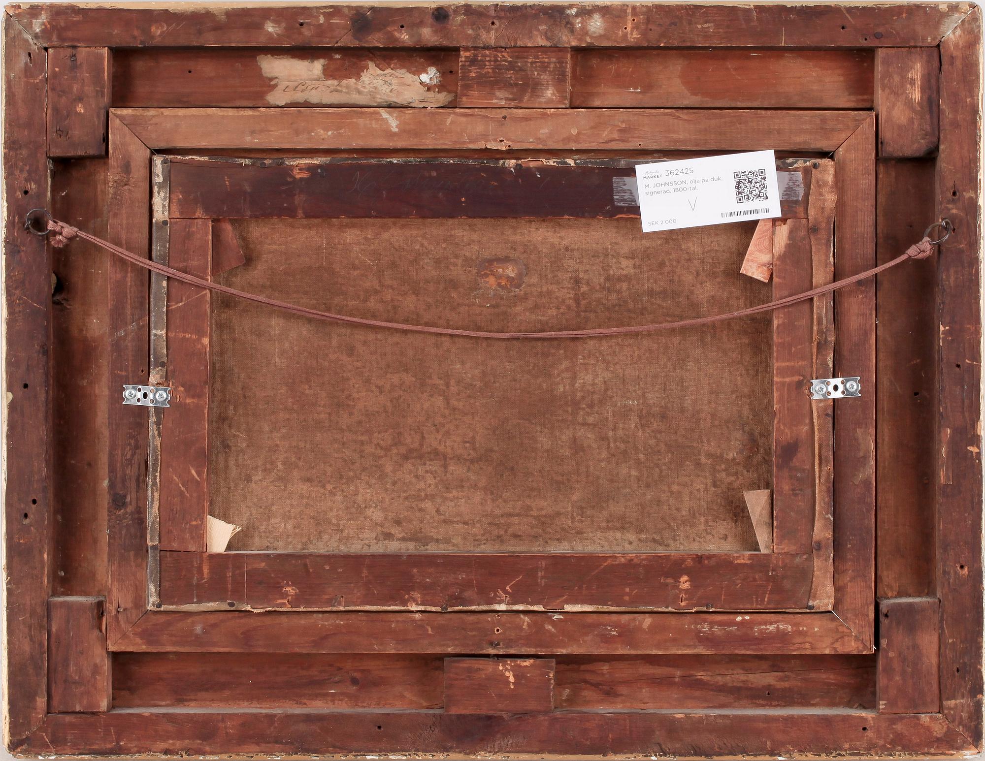 OKÄND KONSTNÄR, olja på duk, signerad M. Johansson, 1800-tal.