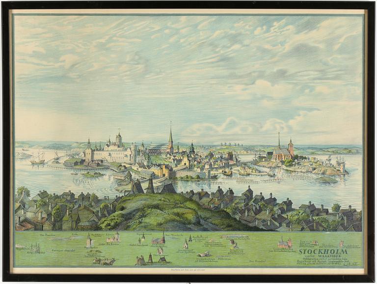 TRYCK. 2 st, "Stockholm", tidigt 1900-tal.