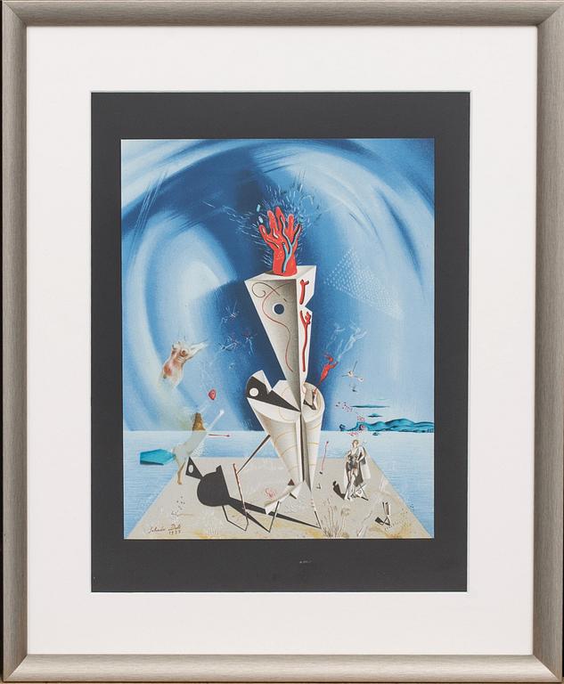SALVADOR DALÍ, after, colour lithographe, signed and dated 1927 in print, from XX:e siècle no 43, 1943.