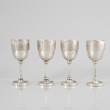 Four Sterling Silver Cups, Swedish import mark, second half of the 20th Century.