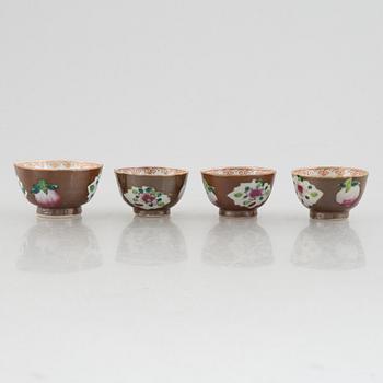 Six café au lait cups with sauces, China, Qianlong (1736-95).