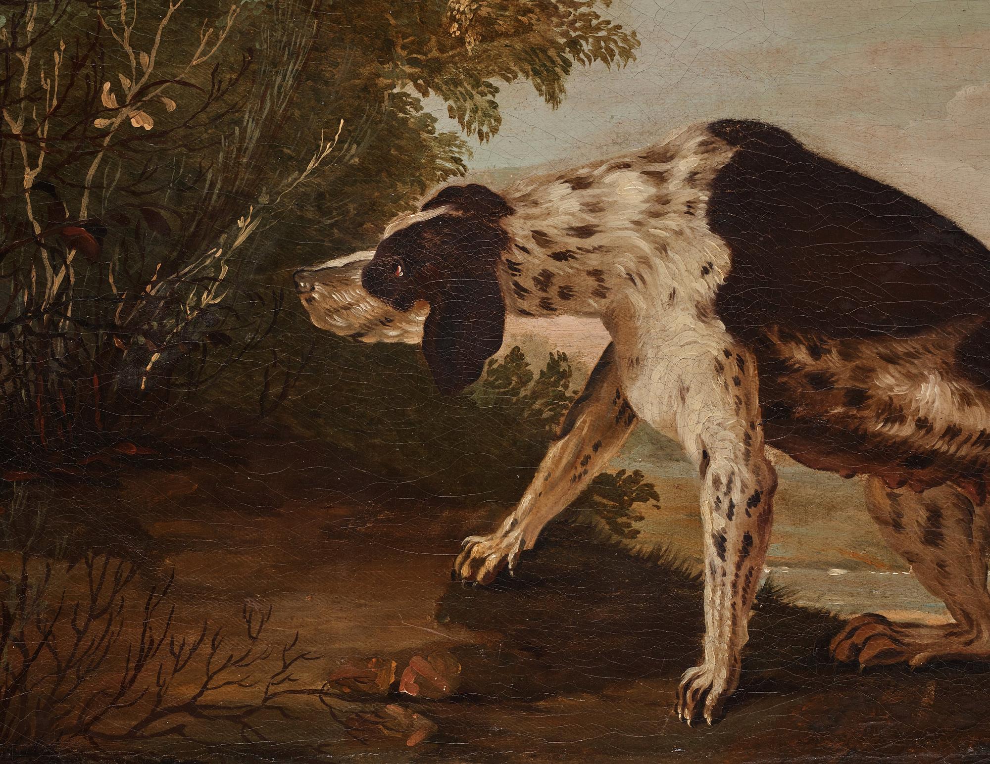 Jean-Baptiste Oudry, efter, Hund och rapphöns, 2 st.