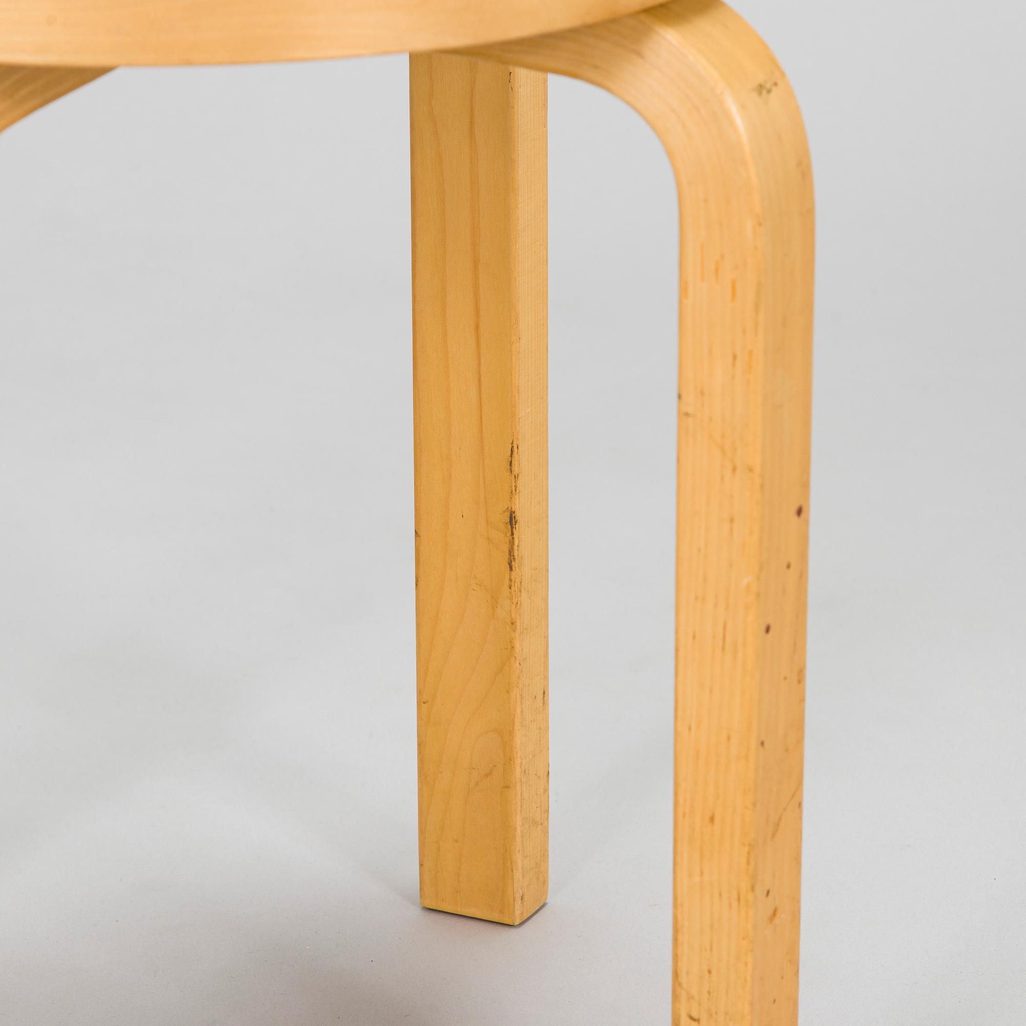 Alvar Aalto, A 1960's-1970's E60 stool for Artek, Finland.