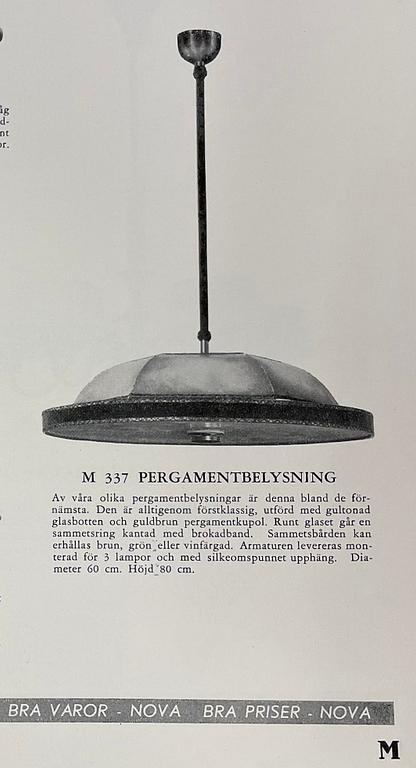 A model '337' ceiling lamp, Nova/ Elhå, Sweden, 1930's/40's.