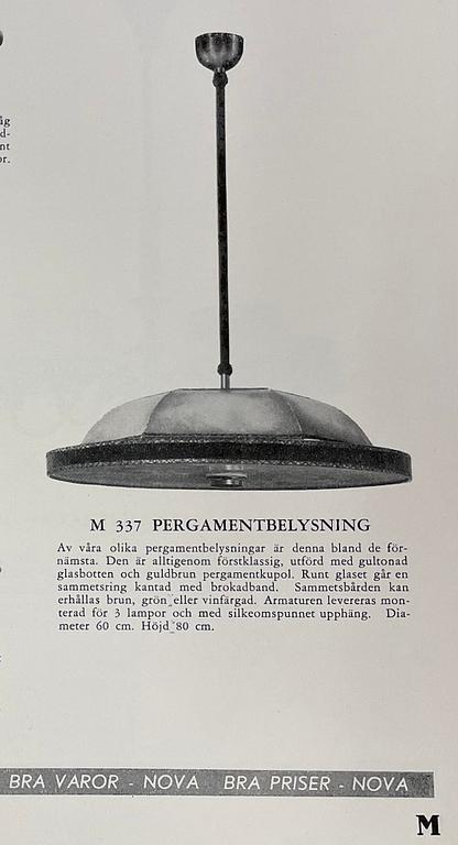 A model '337' ceiling lamp, Nova, Sweden, 1930's/40's.