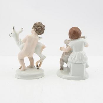 MH Fritz/ G Oppel figuriner 5 st Rosenthal Tyskland 1900-talets mitt porslin.