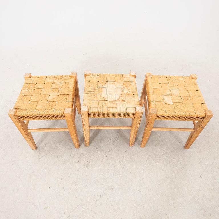 A set of three Danish 1970/80s pine stools.