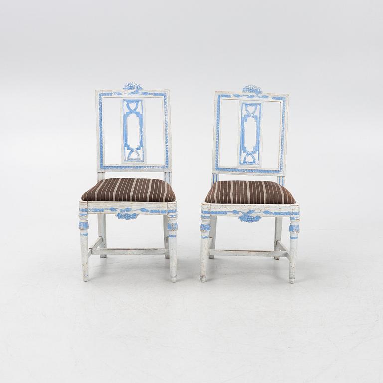 A pair of late Gustavian chairs, Lindome, late 18th century.