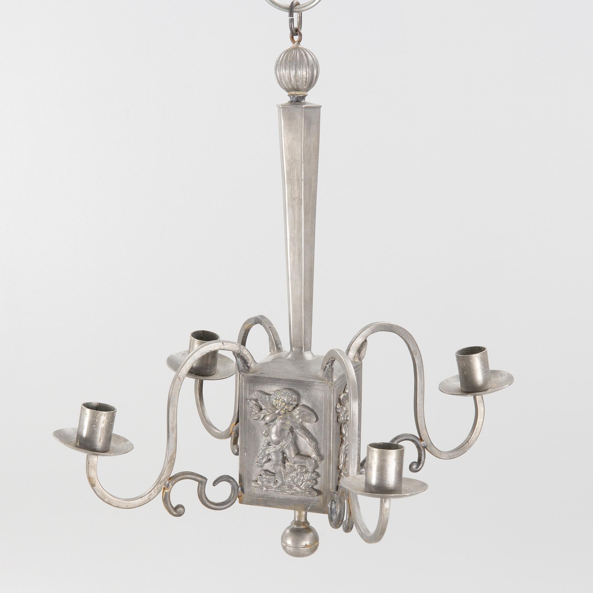 A Swedish Grace pewter chandelier, Sweden, 1920's.