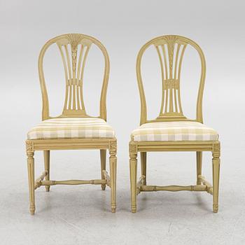 Six similar Gustavian chairs, Sweden, 20th century.