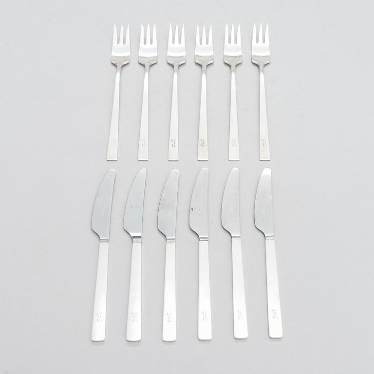 Bertel Gardberg, bestickuppsättning, 12 delar,  silver (916), "Birgitta", Hopeatehdas oy, Helsingfors 1960-66.