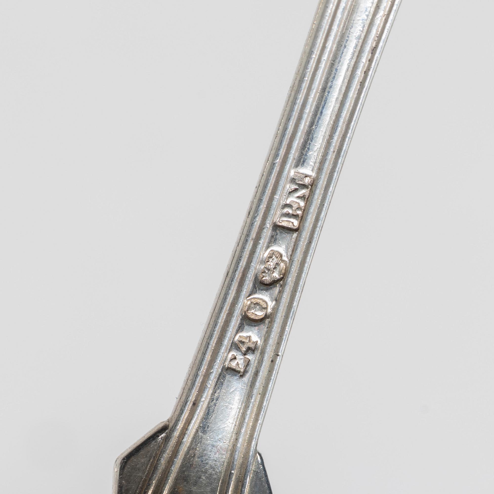 Petter Nordmark, skedar, 12 st, snäckmodell, Stockholm, 1834.