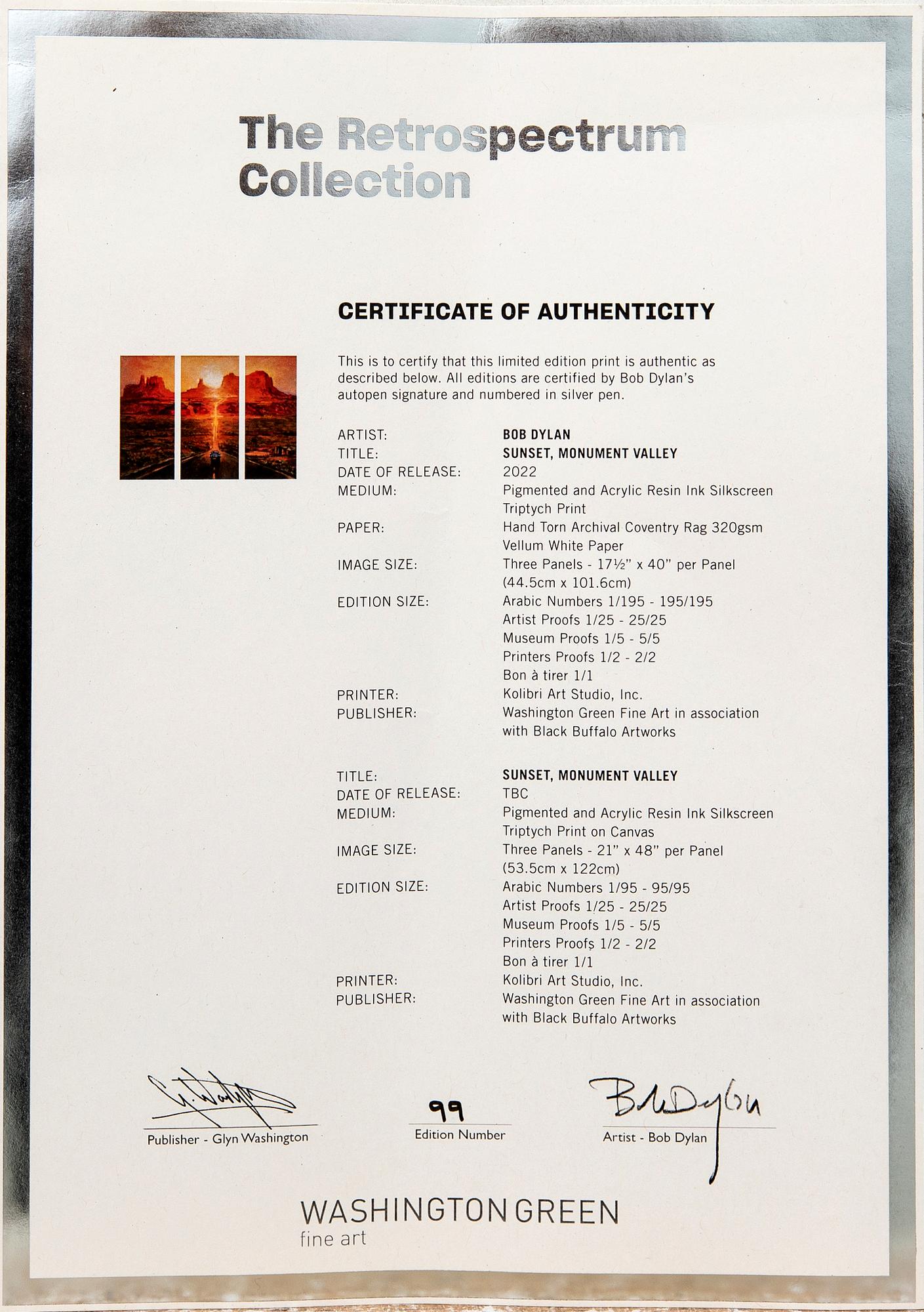 Bob Dylan, "Sunset in Monument Valley" 2022 triptych.